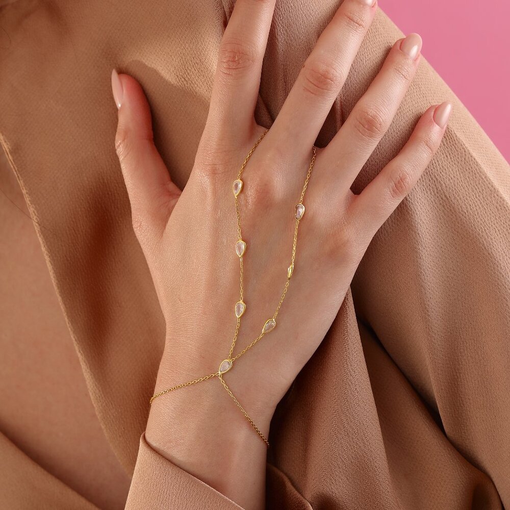 Hand Chain Bracelet - Hand Chain Ring - Finger Bracelet - 925K Silver Chain Ring